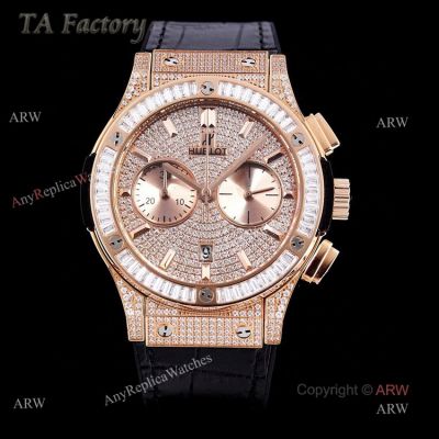 Copy Hublot Big Bang Diamond Watch Swiss Made - Rose Gold Hublot Big Bang Chronograph Watch 45mm